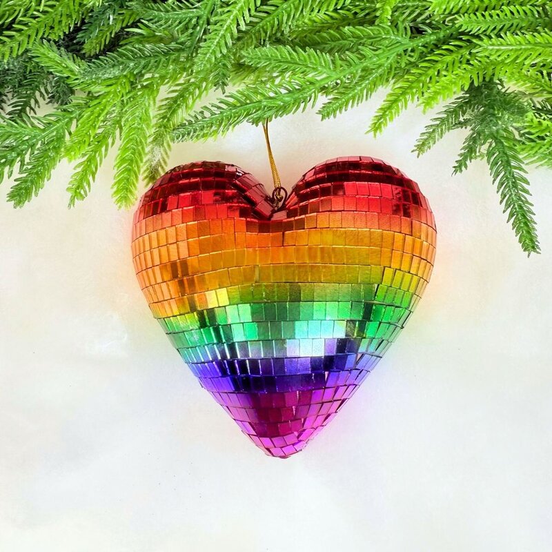 Cody Foster Rainbow Disco Heart Ornament