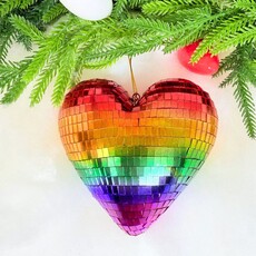 Cody Foster Rainbow Disco Heart Ornament