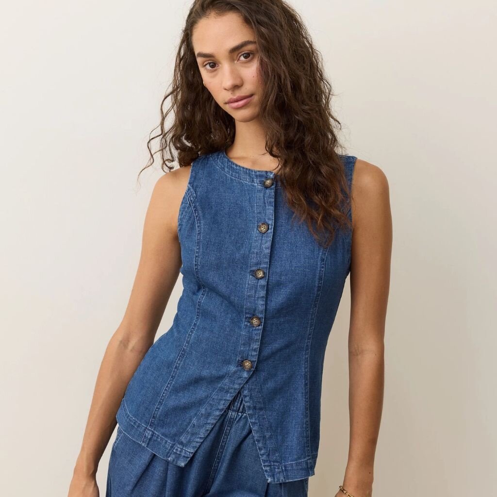 Marine Layer Charlie Longline Denim Vest