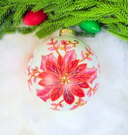 180 Degrees Poinsettia Ball Glass Ornament