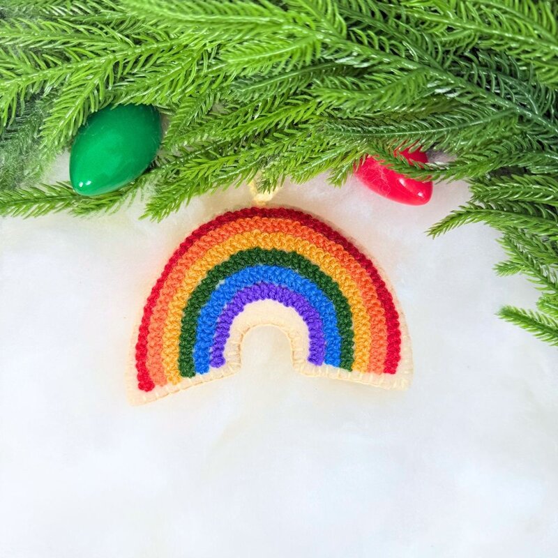 Ornaments 4 Orphans Rainbow Embroidered Wool Christmas Ornament