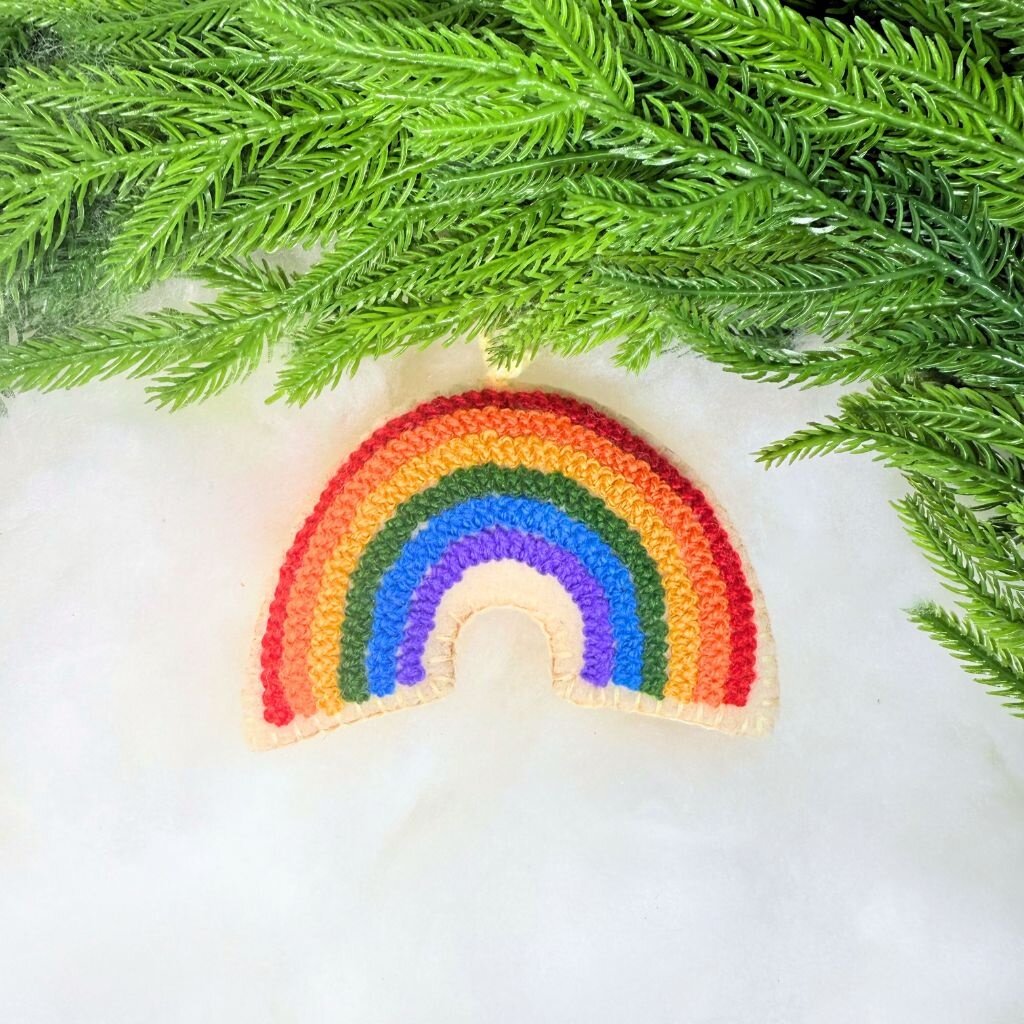 Ornaments 4 Orphans Rainbow Embroidered Wool Christmas Ornament