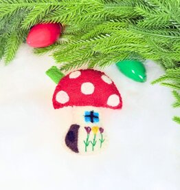 Ornaments 4 Orphans Mushroom House Felt Wool Christmas Ornament