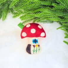 Ornaments 4 Orphans Mushroom House Felt Wool Christmas Ornament