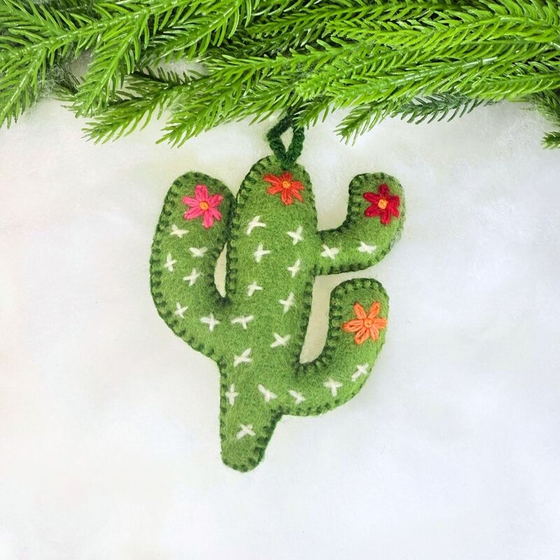 Ornaments 4 Orphans Cactus Embroidered Wool Christmas Ornament