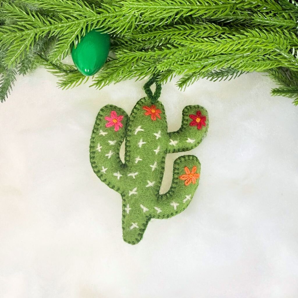 Ornaments 4 Orphans Cactus Embroidered Wool Christmas Ornament