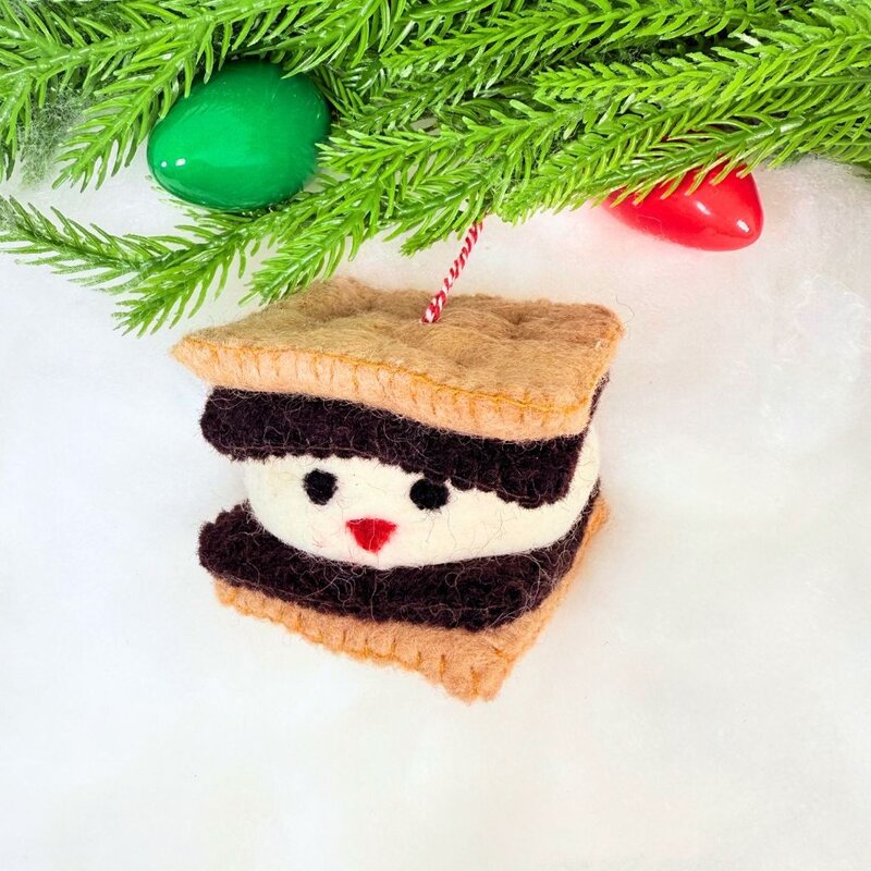 Ornaments 4 Orphans Smiling S'more Felt Wool Christmas Ornament