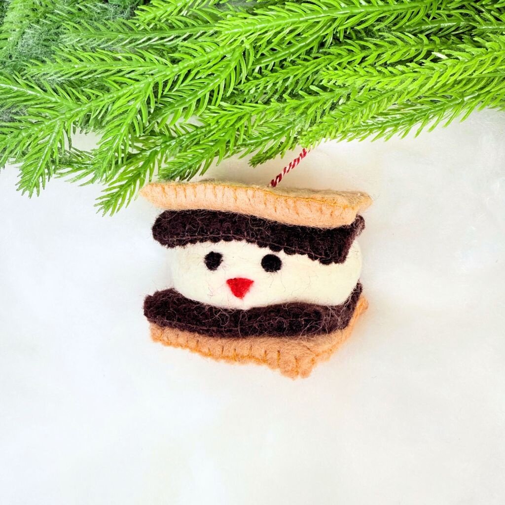 Ornaments 4 Orphans Smiling S'more Felt Wool Christmas Ornament