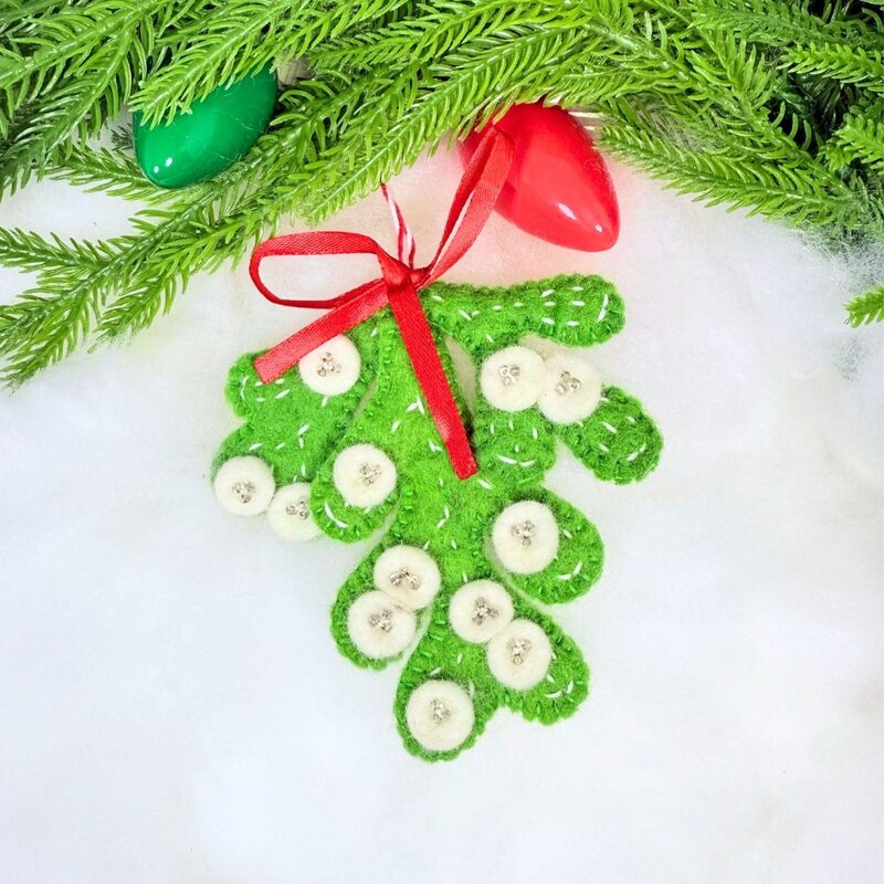 Ornaments 4 Orphans Mistletoe Felt Wool Christmas Ornament