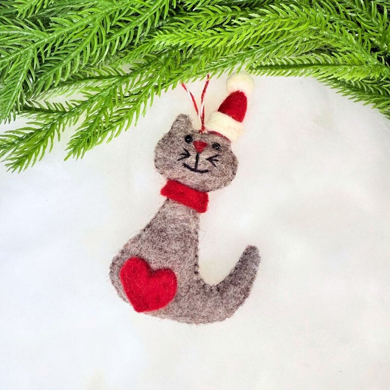 Ornaments 4 Orphans Cat Felt Wool Christmas Ornament