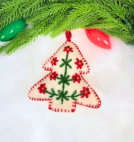 Ornaments 4 Orphans White Tree Embroidered Wool Christmas Ornament