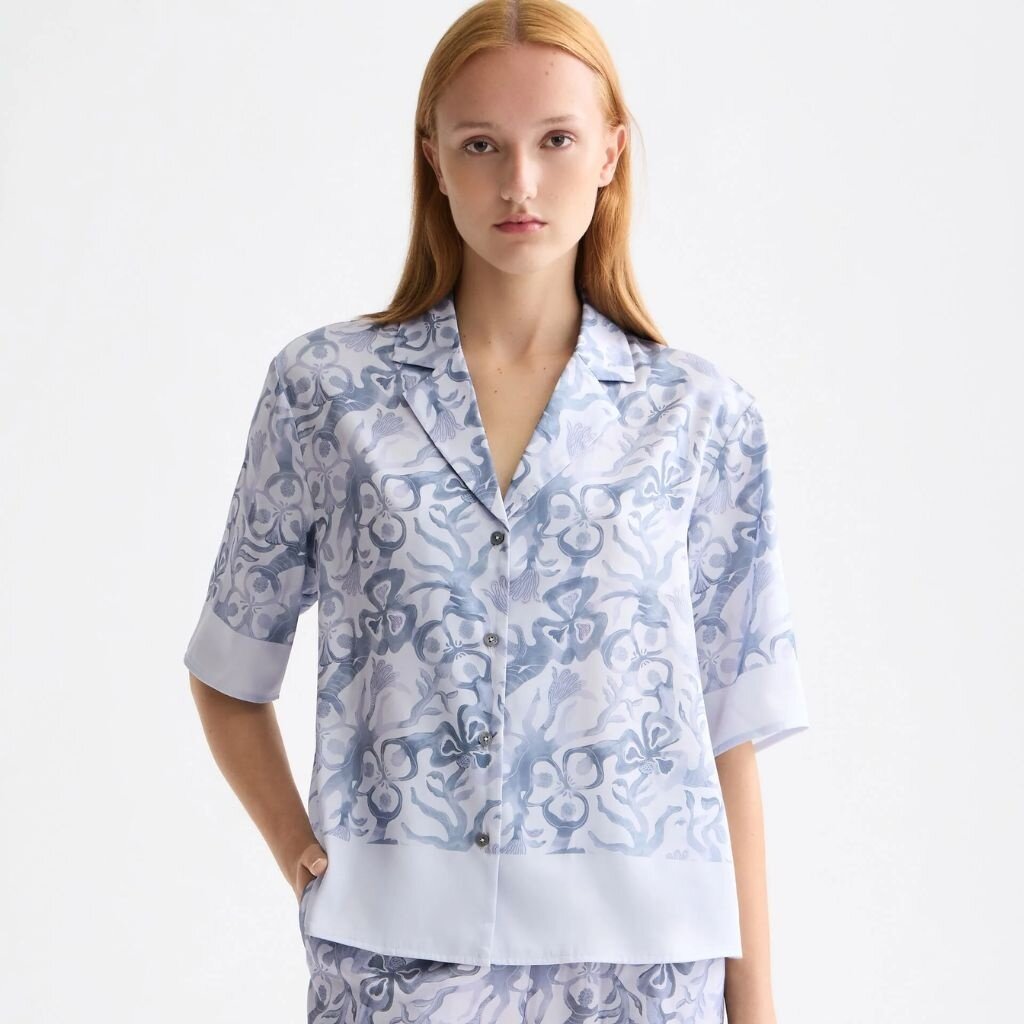 Scotch & Soda - Womenswear Dancer Lavender Printed Short Sleeve Shirt