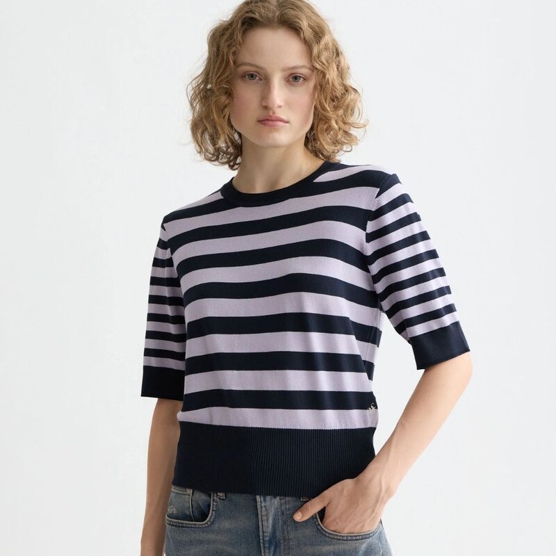 Scotch & Soda - Womenswear Striped Crewneck Short Sleeve Pullover