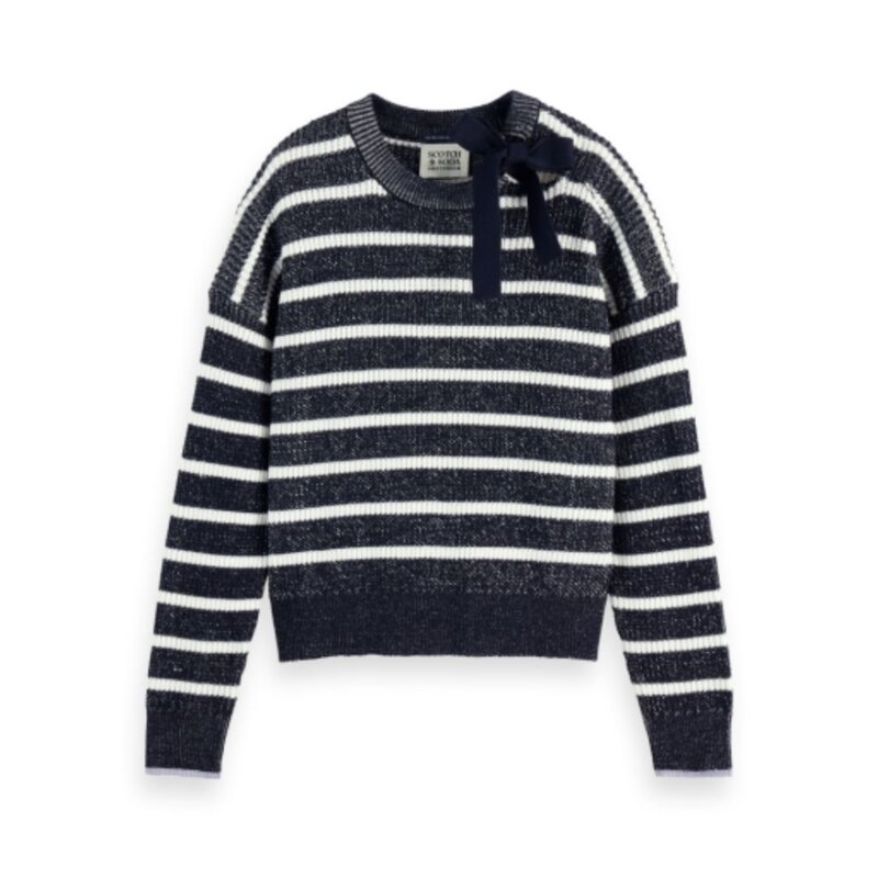 Scotch & Soda - Womenswear Striped Tie Neck Pullover