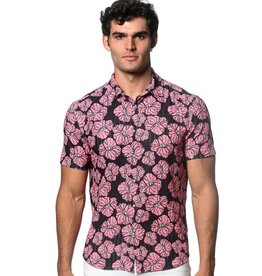 ST33LE (Steele) SP25 ST 48056 Pink/Black Floral Open Knit Shirt