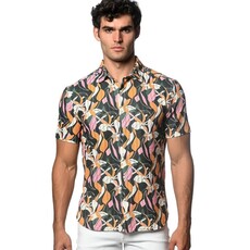 ST33LE (Steele) SP25 ST 48058 Spruce/Amber Leaves Open-Knit Shirt