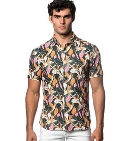 ST33LE (Steele) SP25 ST 48058 Spruce/Amber Leaves Open-Knit Shirt