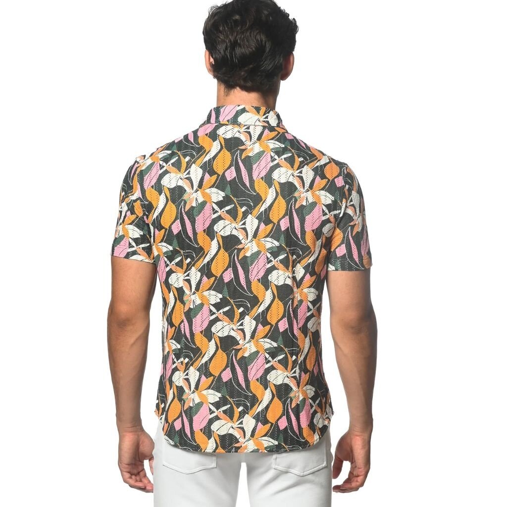 ST33LE (Steele) SP25 ST 48058 Spruce/Amber Leaves Open-Knit Shirt