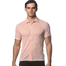 ST33LE (Steele) SP25 ST 24040 Pink Chevron Dash Gossamer Knit Shirt