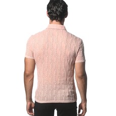 ST33LE (Steele) SP25 ST 24040 Pink Chevron Dash Gossamer Knit Shirt