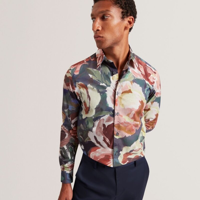 Ted Baker BRYNHIL Painted Blooms Pure Cotton Shirt