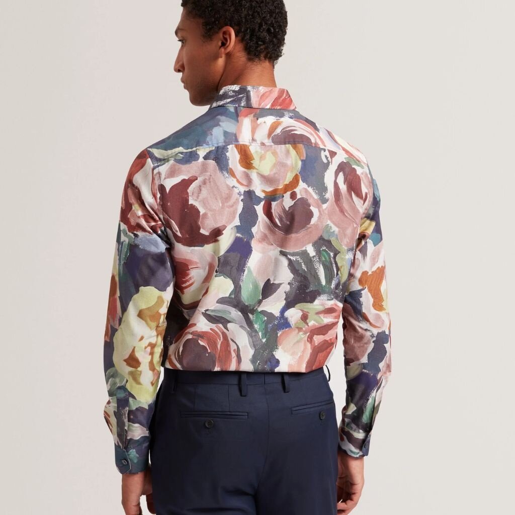 Ted Baker BRYNHIL Painted Blooms Pure Cotton Shirt