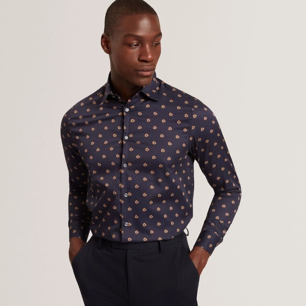 Ted Baker OLUFAR Ditsy Floral Print Cotton Shirt