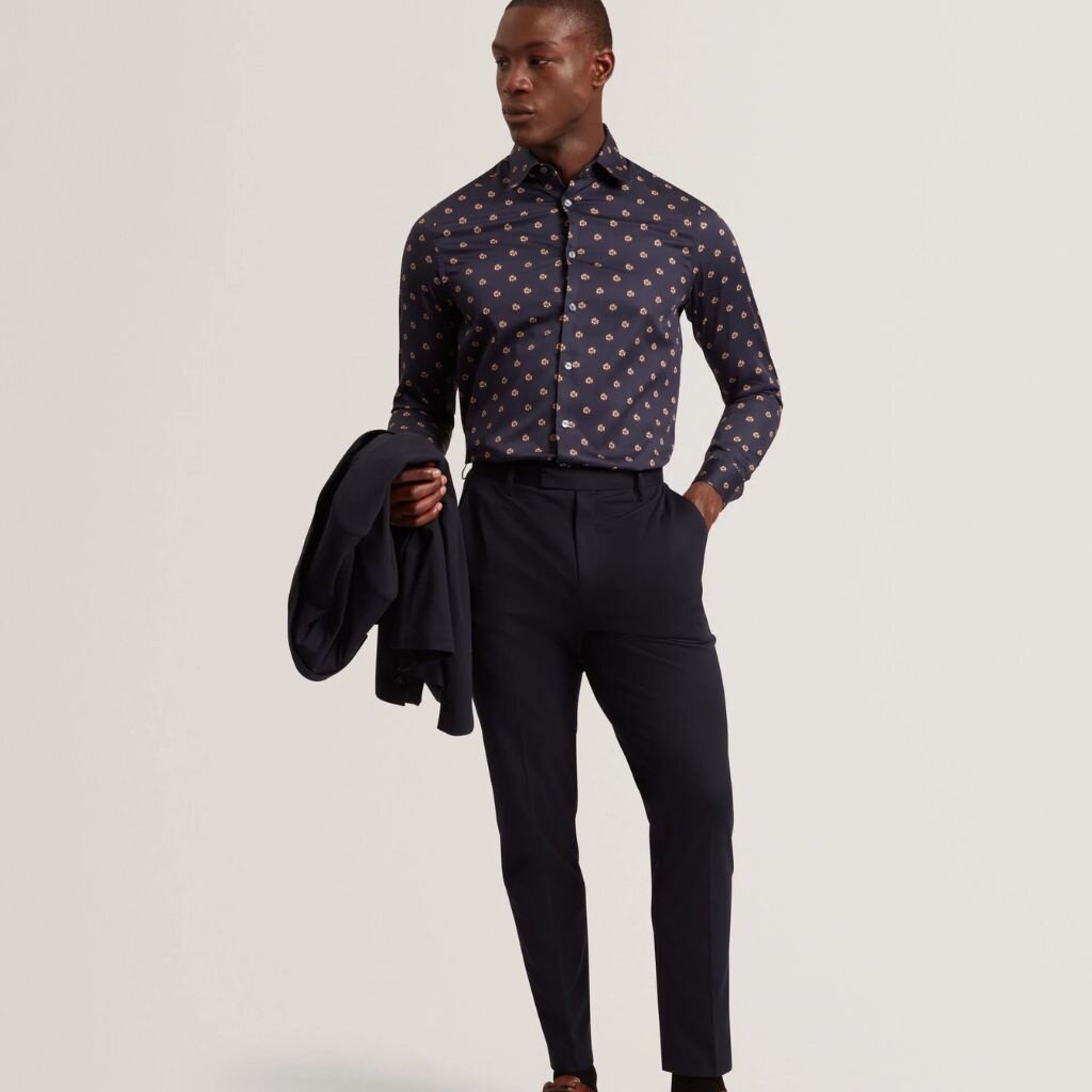 Ted Baker OLUFAR Ditsy Floral Print Cotton Shirt