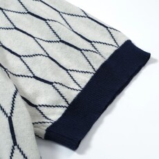 OxKnit FL25 Mens 60s Mod Geometric Knit Polo Shirt