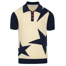 OxKnit FL25 60s Star Print Knit Polo