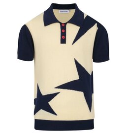 OxKnit FL25 60s Star Print Knit Polo