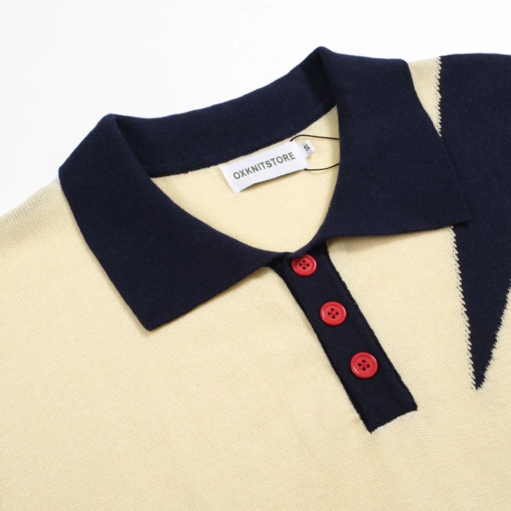 OxKnit FL25 60s Star Print Knit Polo