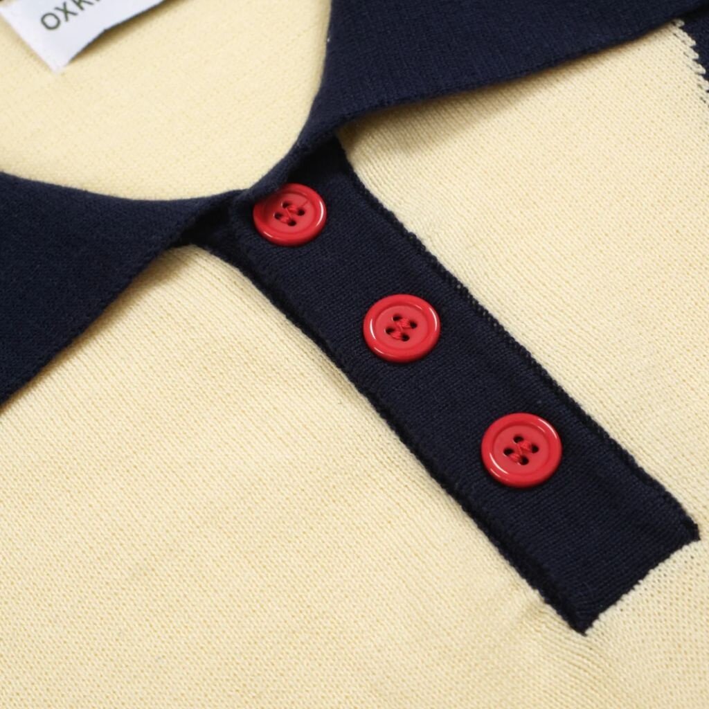 OxKnit FL25 60s Star Print Knit Polo