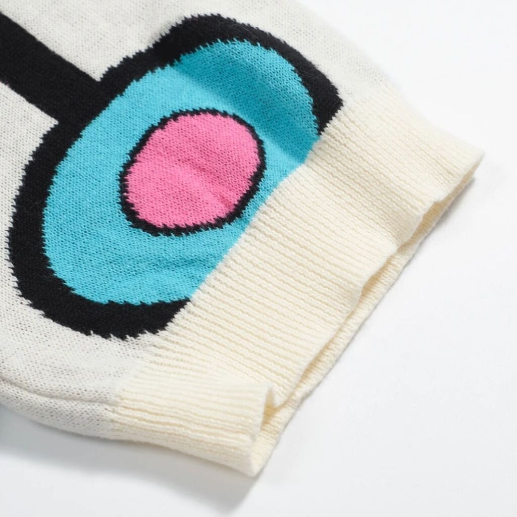 OxKnit FL25 Sky Blue Vintage Jacquard Knit V neck Polo