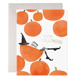 E. Frances Paper Pumpkin Witch Halloween Card