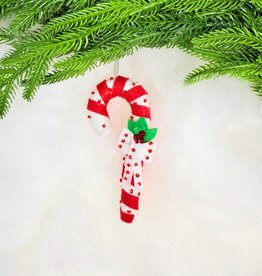 Silk Road Bizaar Red Candy Cane Ornament, Felt