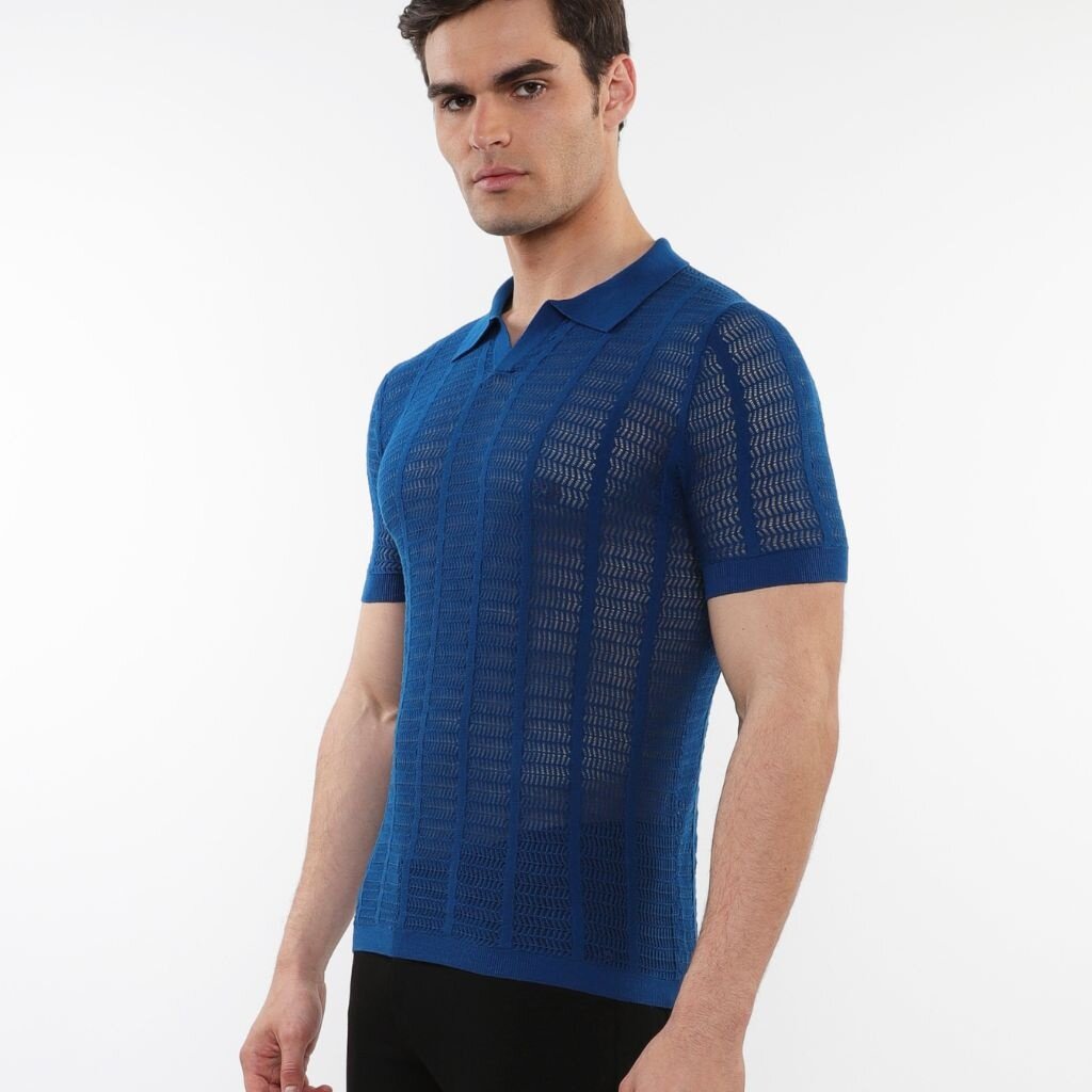 Postmarc FLCAP25  Textured Mesh Knit Cotton Polo 16234