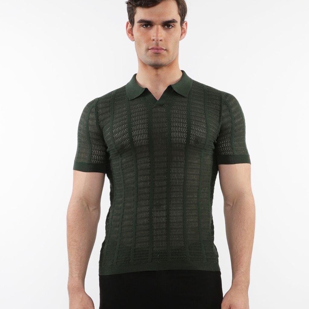 Postmarc FLCAP25  Textured Mesh Knit Cotton Polo 16234