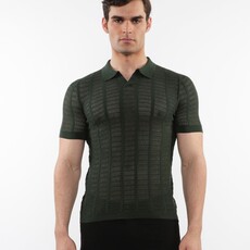 Postmarc FLCAP25  Textured Mesh Knit Cotton Polo 16234