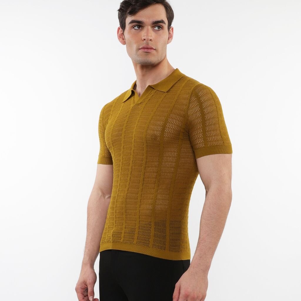 Postmarc FLCAP25  Textured Mesh Knit Cotton Polo 16234