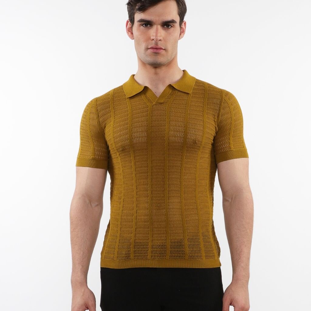 Postmarc FLCAP25  Textured Mesh Knit Cotton Polo 16234