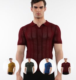 Postmarc FLCAP25  Textured Mesh Knit Cotton Polo 16234