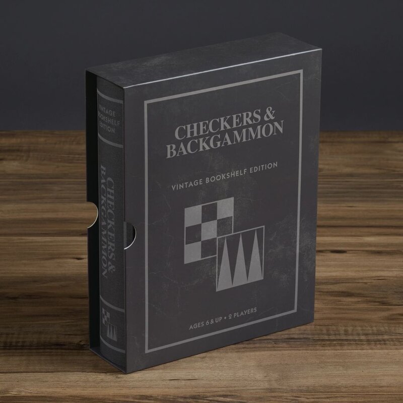 WS Game Company Checkers & Backgammon Vintage Bookshelf Edition