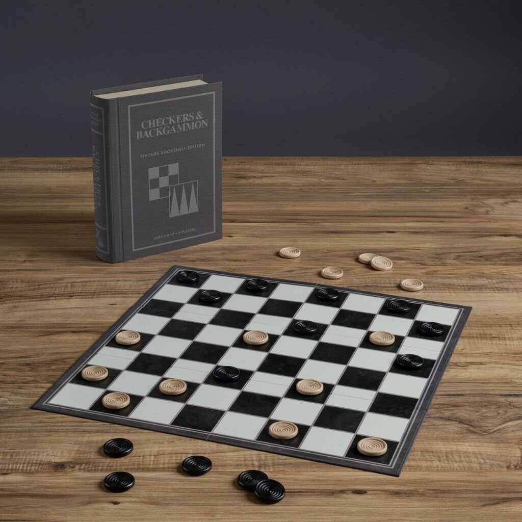 WS Game Company Checkers & Backgammon Vintage Bookshelf Edition