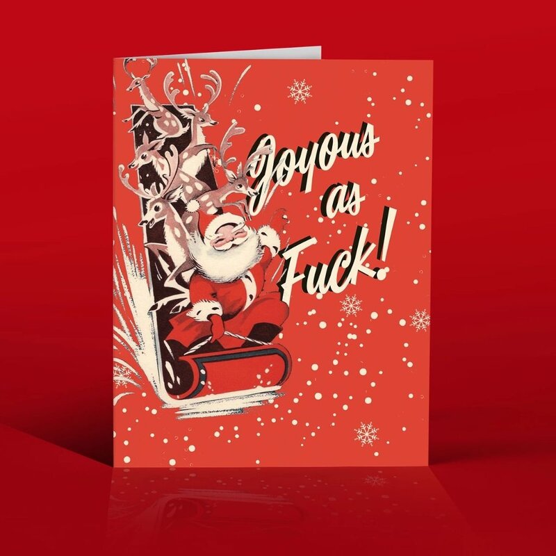 Offensive & Delightful JOYOUS SLEIGH Christmas card
