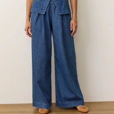 Marine Layer Allison Pleated Wide Leg Denim Trouser