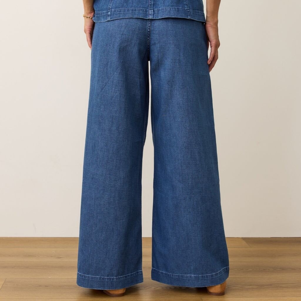 Marine Layer Allison Pleated Wide Leg Denim Trouser