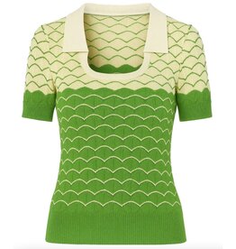 OxKnit FL25 Green Vintage Jacquard Knit Polo