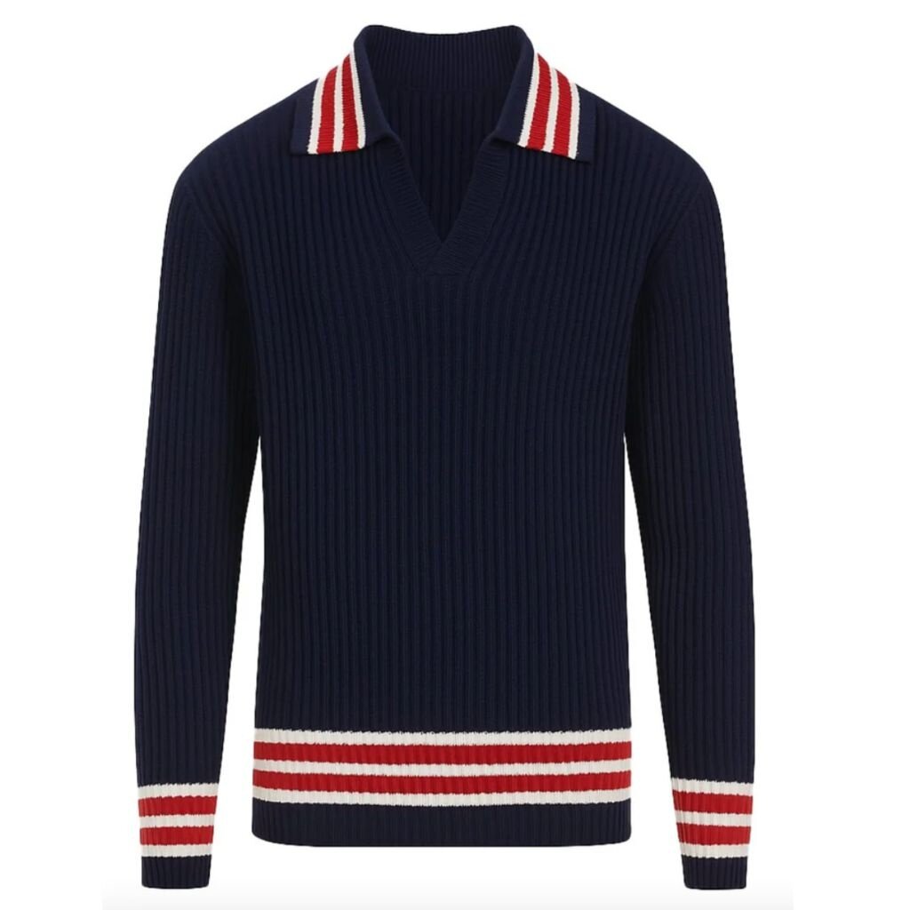 OxKnit FL25 Retro Striped Polo Knitwear