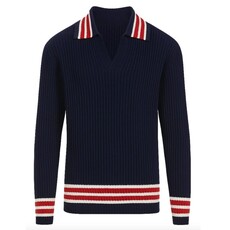 OxKnit FL25 Retro Striped Polo Knitwear